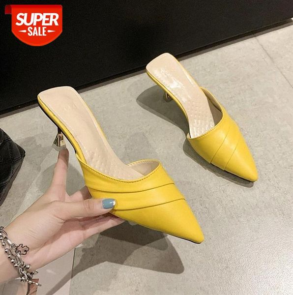 

baotou half slippers women korean fashion net red ins trendy pointed stiletto mules #he0n, Black