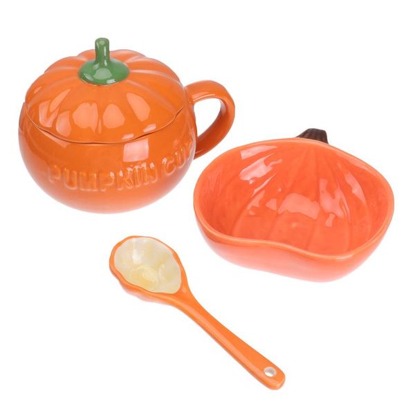 

cups & saucers 3 pcs creative pumpkin cup ceramic water with cover