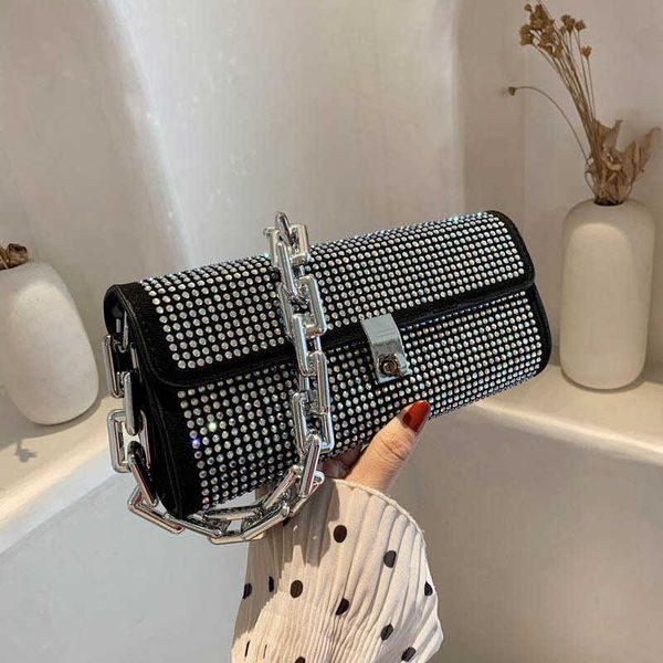 

temperament women's shoulder s2021 spring armpit bag drill acrylic chain dinner bag