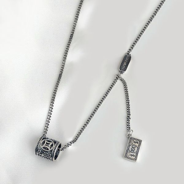 

fortune rolling abacus necklace women's fashion brand in street transfer bead hip hop clavicle chain, Silver