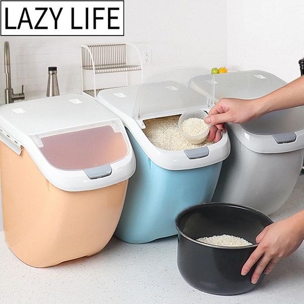 

wbbooming plastic 6/10/15kg rice grain storage box sealed moisture-proof large pet storage container mildew anti-oxidation