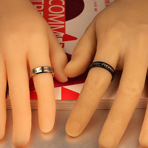 

wedding rings engagement ring titanium steel understated delicate female male jewelry his always/her forever couple, Slivery;golden