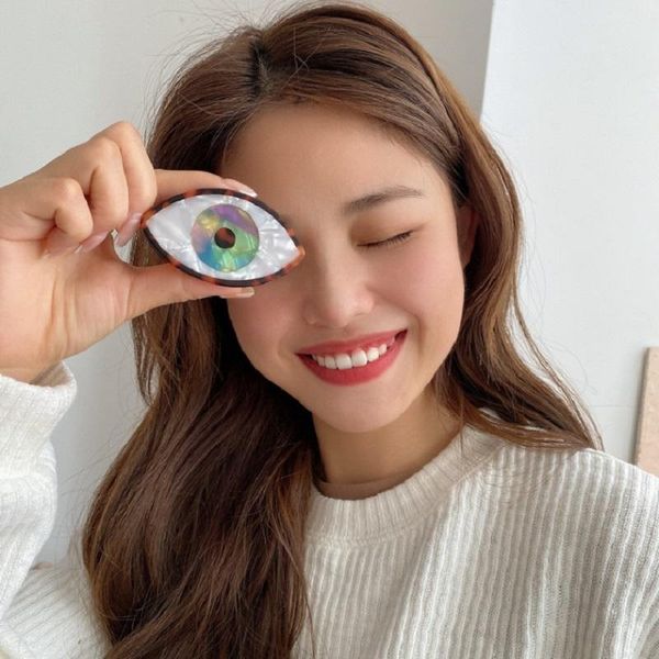 

hair accessories women fashion ins large eye geometric hollow square leopard black acetate clip crab, Slivery;white