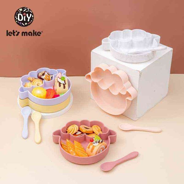 

let's make baby tableware silicone sheep plate baby feeding food grade bpa non-slip bowl gift children products baby g1210