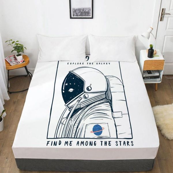 

sheets & sets 3d bed sheet with elastic fitted double mattress cover 135/150/180/200/160x200 cartoon kids bedding for baby boy cosmonaut