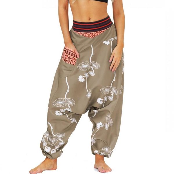 

women's pants & capris high waist women fashion print patchwork loose pocket trousers 2021 summer streetwear casual hip hop female long, Black;white