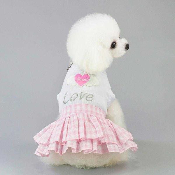 Cão vestuário bonito vestido respirável primavera xadrez animal de estimação gato de luxo princesa festa de casamento macio verão chihuahua roupas roupas roupas