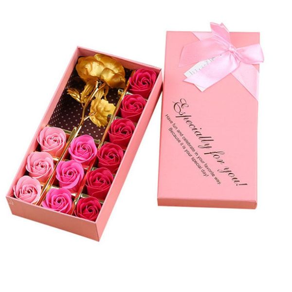 

decorative flowers & wreaths artificial flower rose soap 24k gold foil gift box valentine christmas gifts romantic roses