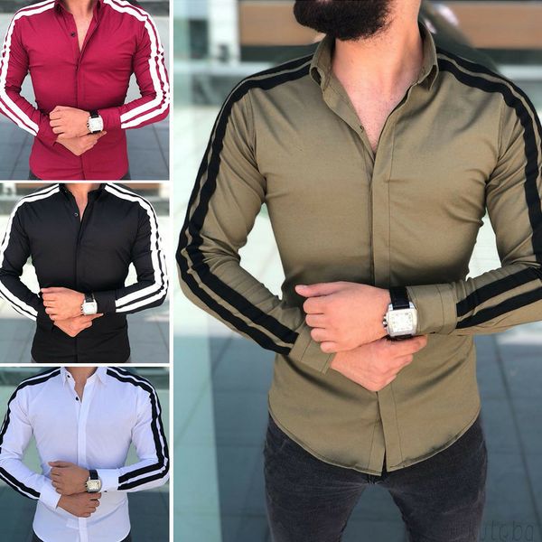 

men's fashion slim fit long sleeve shirts casual -2xl, White;black