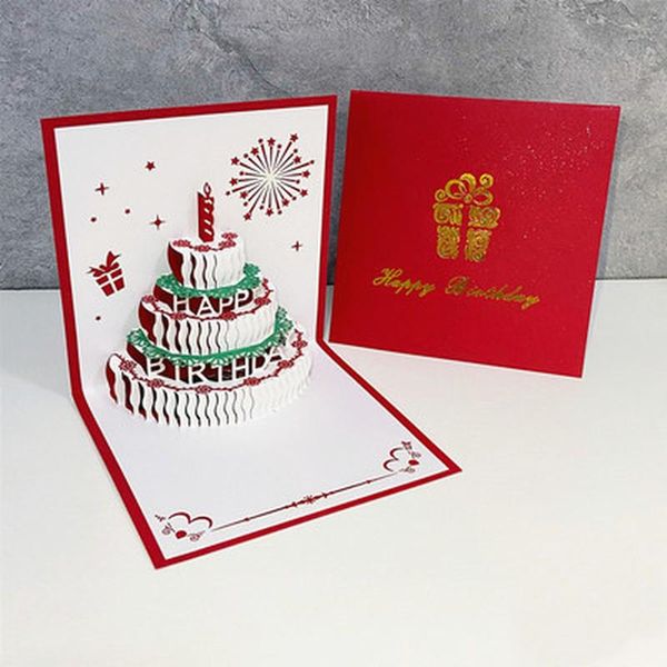 

greeting cards 3d -up birthday card for girl kids wife husband cake postcards gifts party supplies present