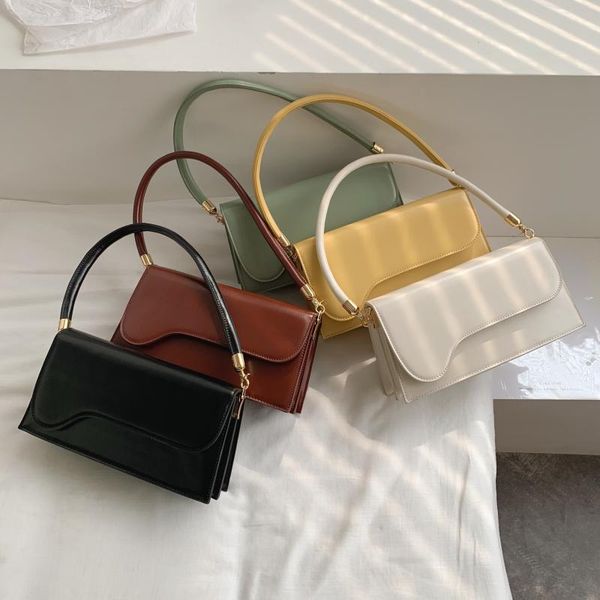 

evening bags 2021 simple style small pu leather crossbody elegant baguette bag shoulder handbags female travel hand gift