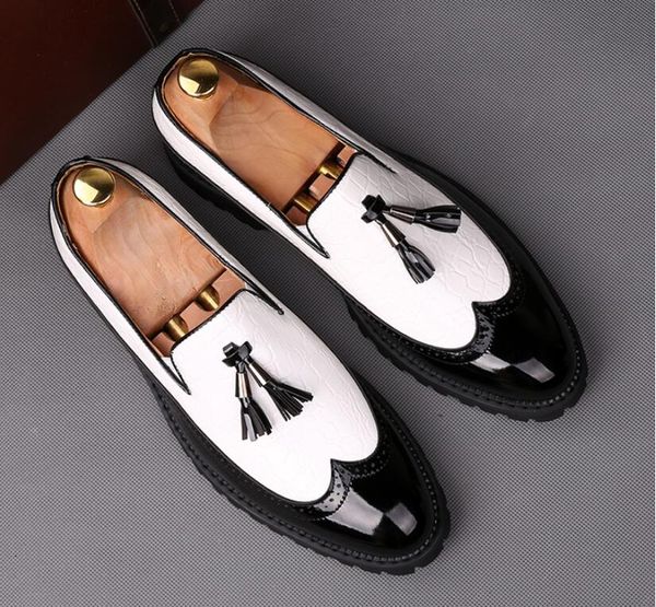 

dress shoes mens gold tassel loafers flat brand men's leather wedding men casual moccasins zapatos hombre eur38-44, Black