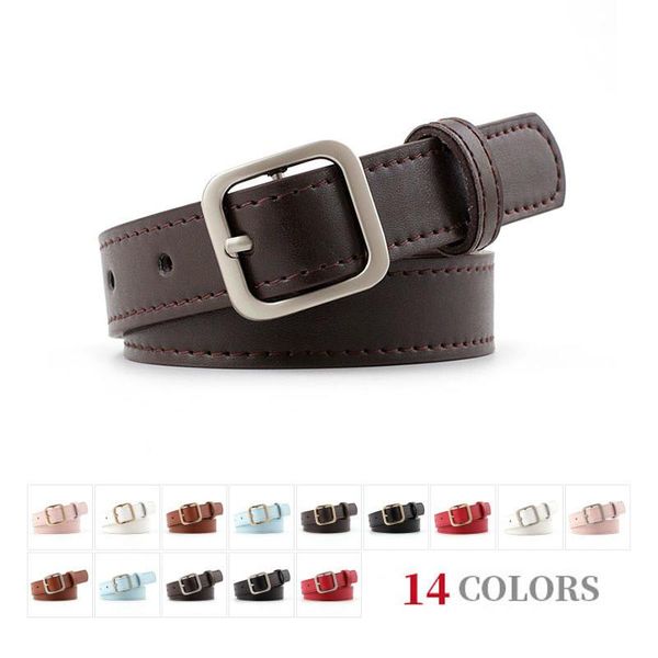 

belts fashion black pu leather for women gold silver color metal pin buckle waist belt casual dress jeans wasitband, Black;brown