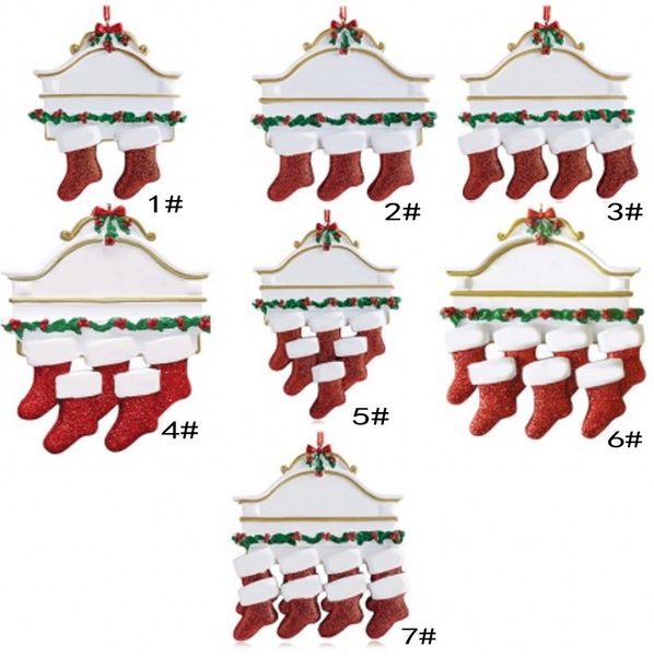 

resin personalized lovely socks family 2 3 4 5 6 7 8 christmas tree decoration creative decorative pendant, Silver