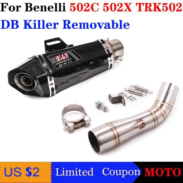 

motorcycle exhaust system slip on for benelli 502c 502x trk502 carbon fiber yoshimura muffler modified db killer middle link pipe