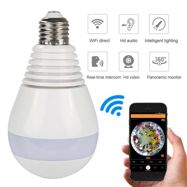 

cameras 360 degree bulb camera security mini wireless lamp wifi ip fisheye panoramic hd 960p network remote monitor
