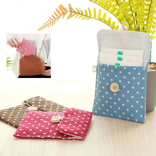 

storage boxes & bins women mini sanitary towel bag female hygiene girl cotton diaper napkin package coin purse jewelry organizer