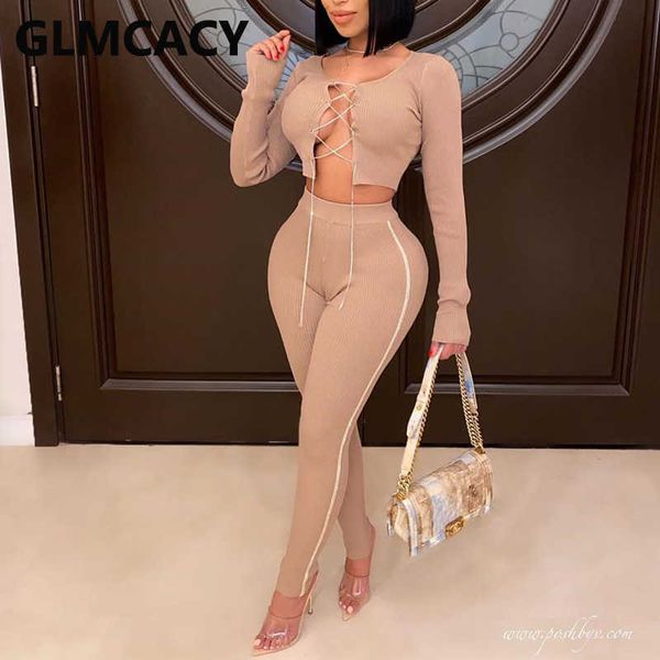 

women two piece suits long sleeve crop & skinny pants set 210702, White