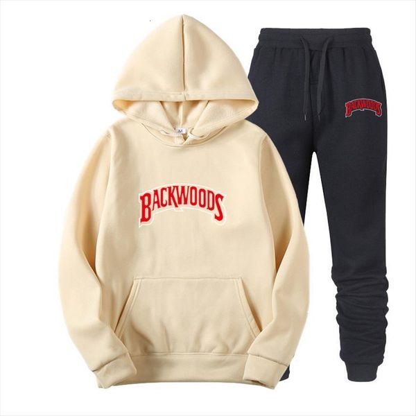 

hoodies suit backwoods print mens tracksuits sweatshirt fleece sweat pants jogging sets pullover fashion brand sportsuit sudaderas, Gray