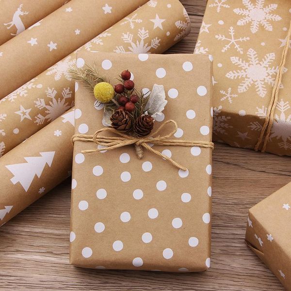 

christmas decorations kraft paper retro tree snowflake gift wrapping diy
