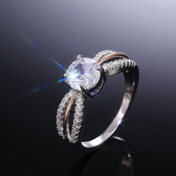 

wedding rings fashion luxury shine cubic zirconia women ring bow design romantic anniversary fine couple gift, Slivery;golden