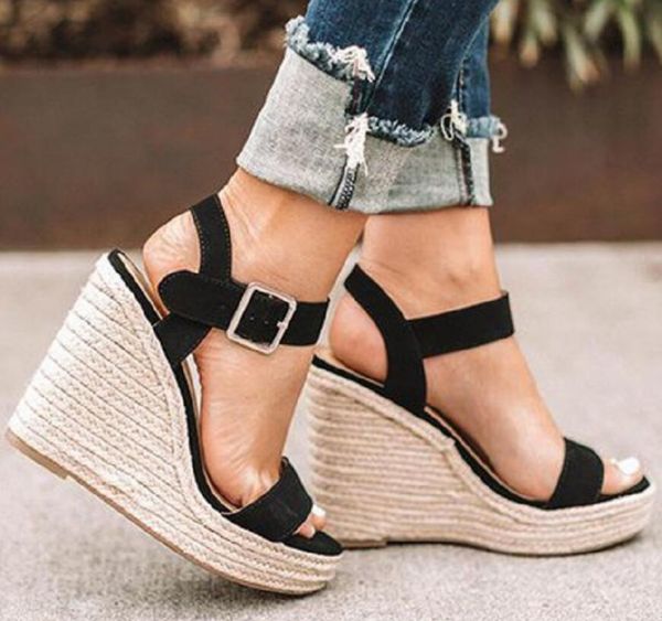 

2021 summer sandals women's open toe net red pearl decorative flat, Black