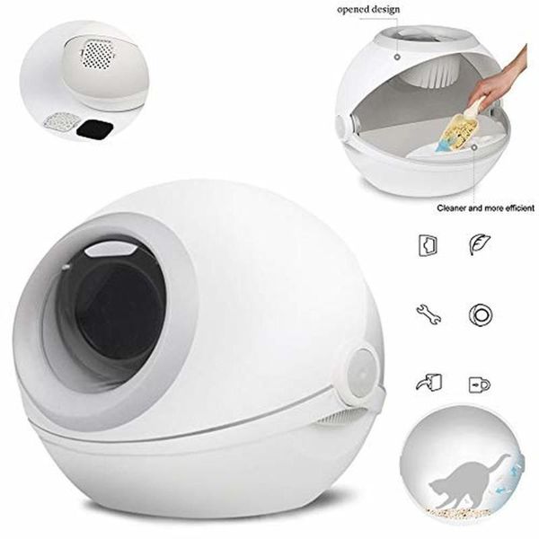 

other cat supplies fully enclosed rounded smart toilet tray box litter with scoop filtered roll-lid spill prevention