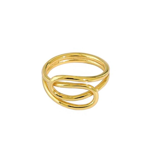 

cluster rings zemior s925 sterling silver minimalist intertwined winding-shape creative design ring for women fashion jewelry gift, Golden;silver