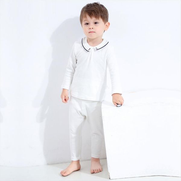 

spring and autumn infant cotton clothes boys long sleeved bottoming shirt trousers sets childrens white simplicity top