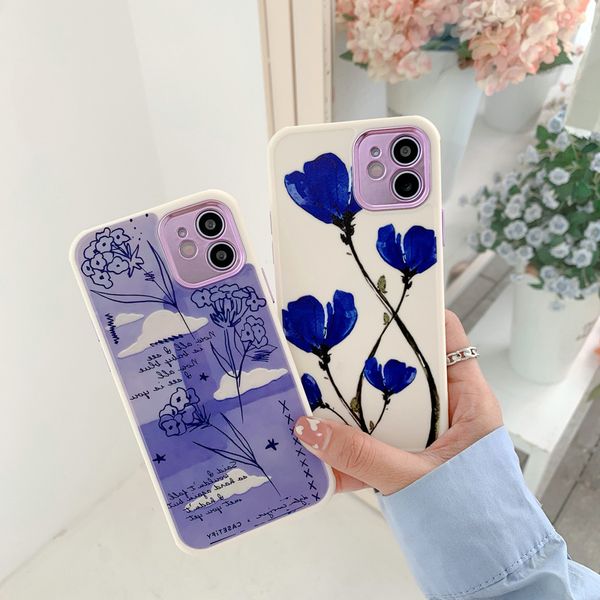 

iphone case with galvanized flowers, iphone 12 11 pro max 7 8 plus xs max xr x 12mini se 2020 square frosted soft case