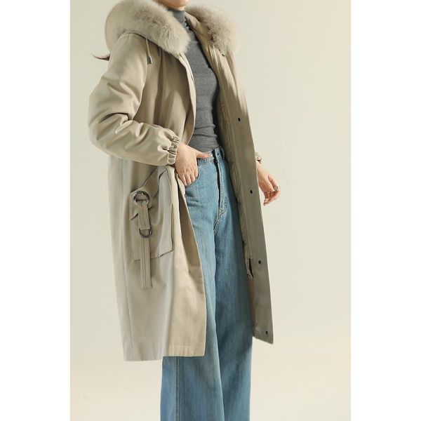 

women's fur & faux style overcomes 2021 detachable liner collar coat female msq9zb005, Black