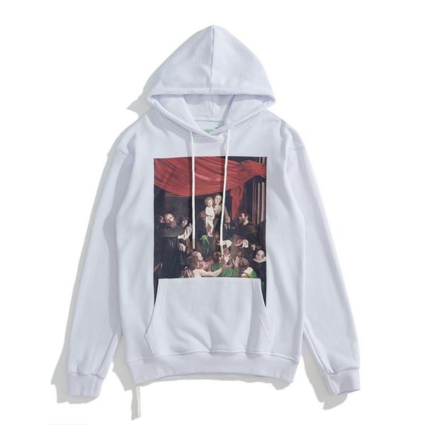 

hoodies fashion hip hop landscape painting printed women hooded pullovers streetwear, Black