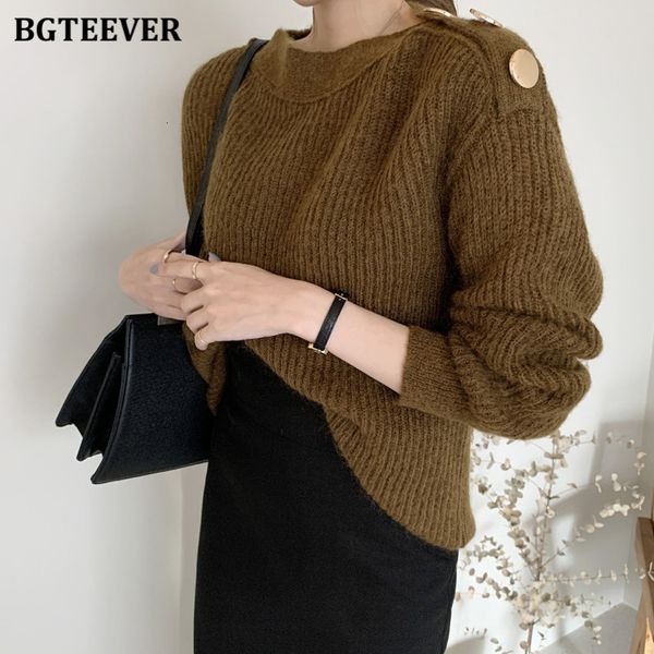 

sweaters elegant soft o-neck buttons women solid sweater jumpers autumn winter warm loose knitted pullovers femme 0vfm, White;black