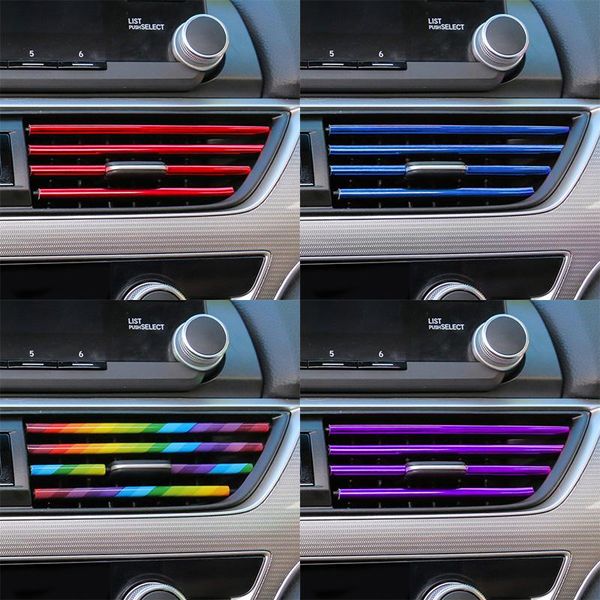 

window stickers 10pcs/lot car-styling plating air outlet trim strip interior vent grille switch rim decoration diy