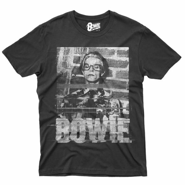 

david bowie glitchy t-shirt official licensed, White;black
