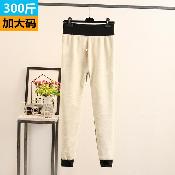 

women's leggings 140kg plus size winter warm slim stretch 6xl 7xl solid high waist fleece pants black