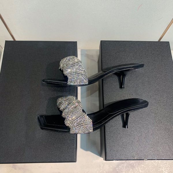 2021 scarpe col tacco alto da donna di moda europea, sandali, decorazione a diamante, combinazione di banchetti per feste, con scatola, taglia 34-40