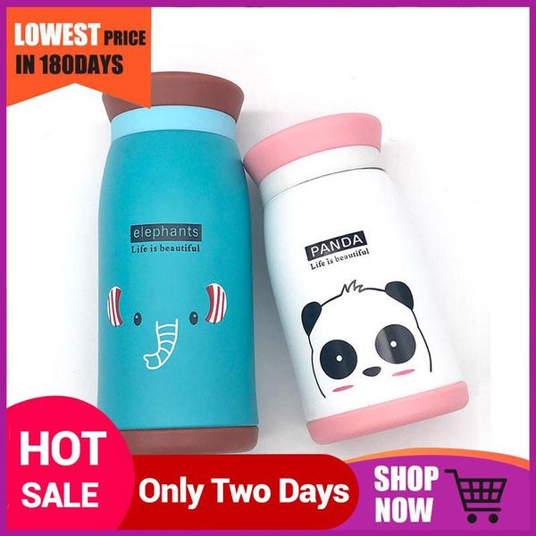 

water bottles creative cartoon cute pot cup double stainless steel children vacuum thermal mug 350ml