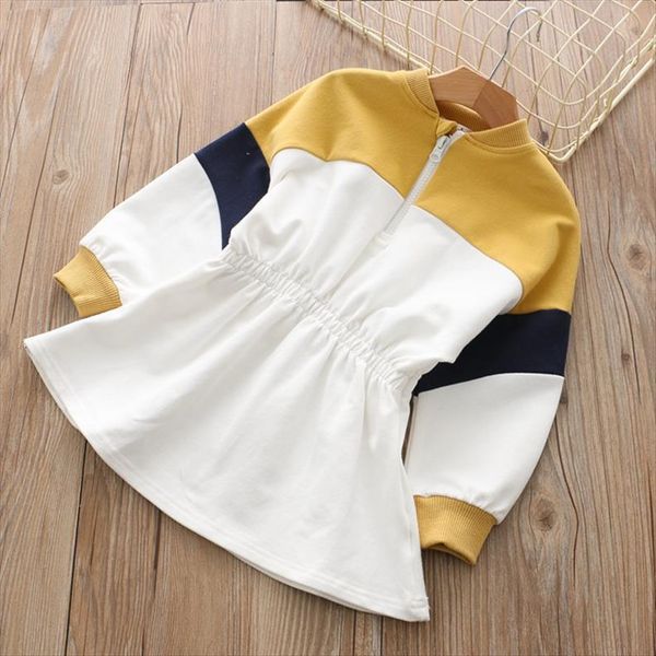 

spring and autumn item girl dress one piece casual long sleeve, Red;yellow