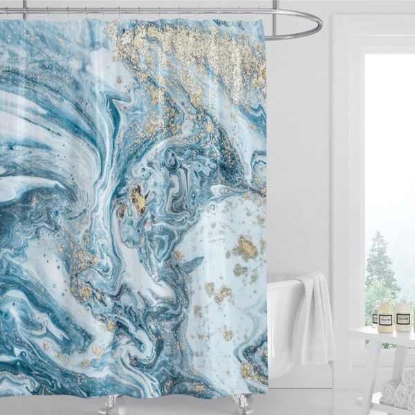 

shower curtains abstract blue stripe curtain ink painting luxurious liquid marble texture bathroom home decor polyester cloth
