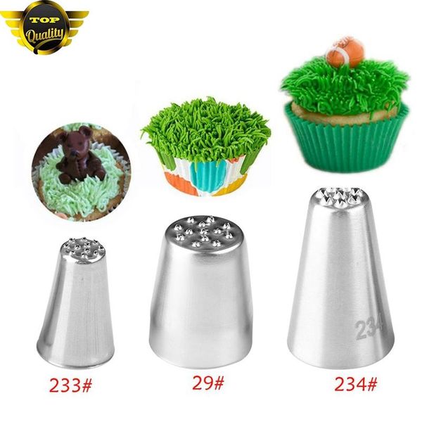 

baking & pastry tools 1pc or 3pcs/set grass cream icing nozzles cupcake head cake decorating stainless steel decor tip piping