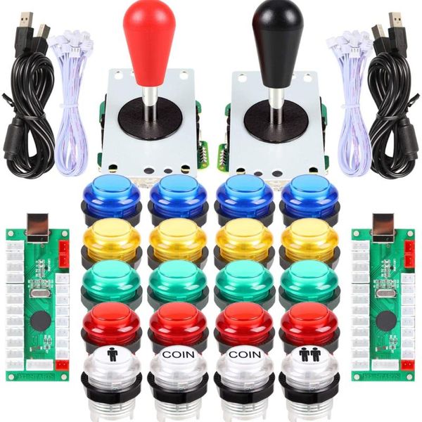 

game controllers & joysticks 2 player led arcade diy part usb encoder to ellipse oval style joystick + buttons for pc mame raspberry pi wind