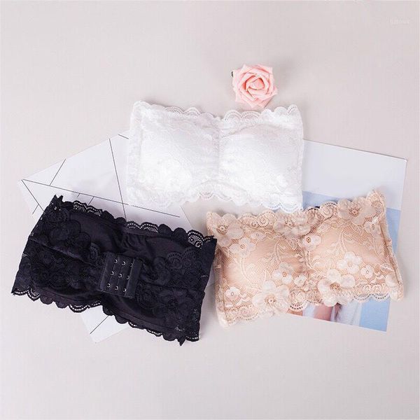 

bustiers & corsets ly summer women strapless bra lace tube bandeau crop tank seamless padded underwear dod886, Black;white
