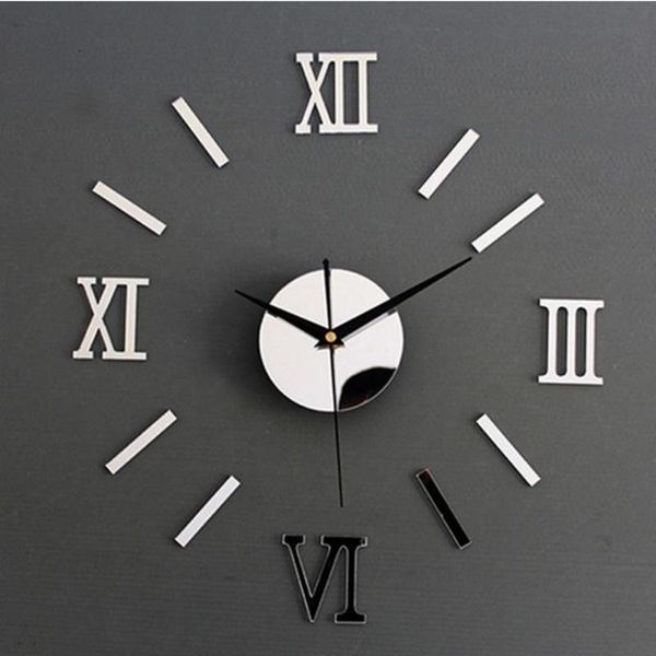 Wanduhren 50 cm (20 Zoll) Uhr Modernes Design Römische Zahlen Blätter Englische Buchstaben Acryl Dekoration für DIY Home Room