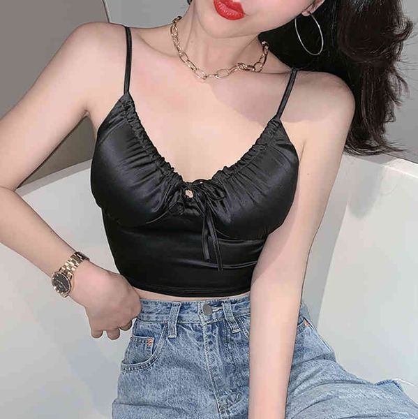 

women's tanks & camis ropa mujer cropped black bow ladies women summer halter short cami white woman clothes crop debardeur fe