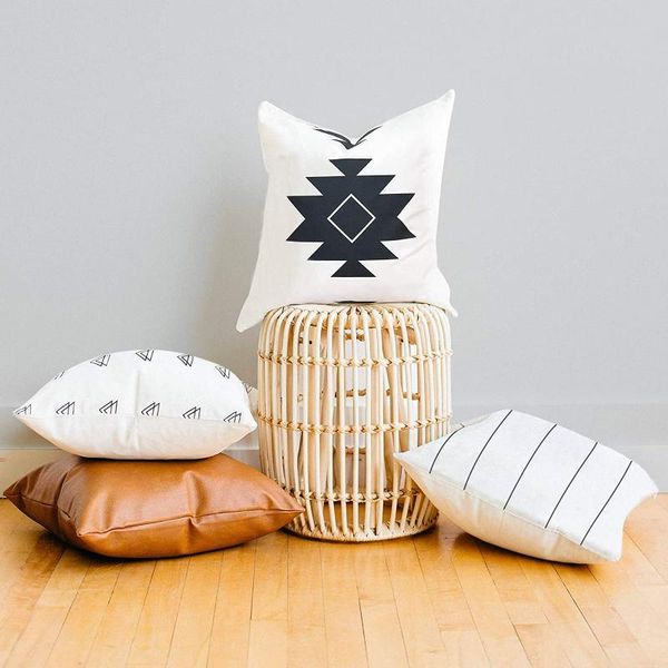 

cushion/decorative pillow boho cushion cover geometric for sofa home decor 18*18 pu leather decorative pillows nordic velvet pillowcase