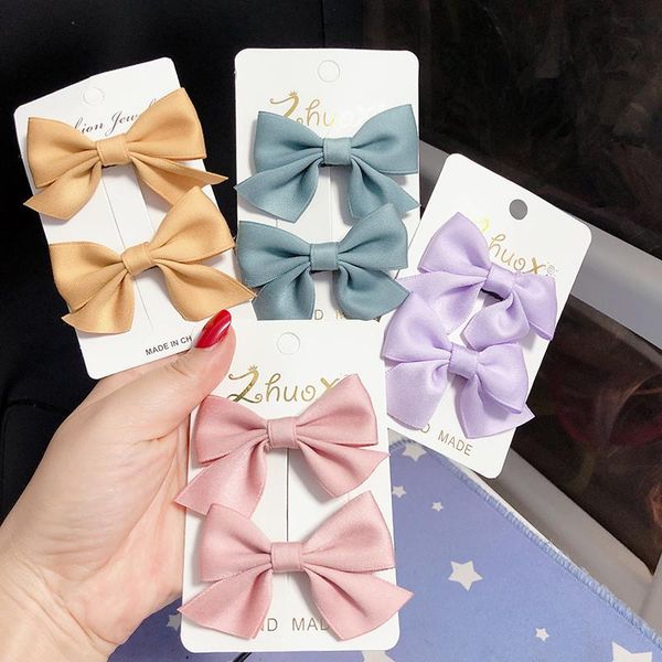 

hair accessories 2-6pc clip toddler baby girl hairpins headwear solid lace bowknot hairpin kids, Slivery;white