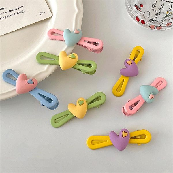 

hair clips & barrettes aomu 2021 trend sweet candy color resin love hairpin irregular geometric frosted hollow duckbill clip for women jewel, Golden;silver