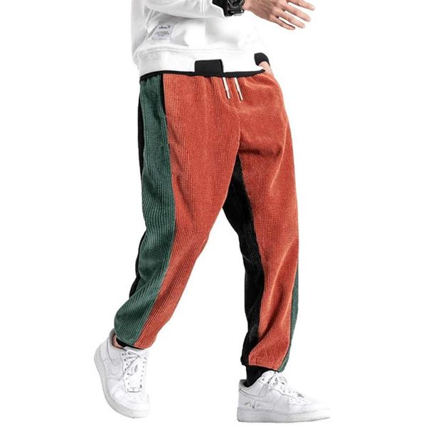 

men's color patchwork cargo pants hip hop joggers streetwear, Black
