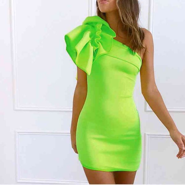 

female fashion club women frilly shoulder green bandage dress, Black;gray